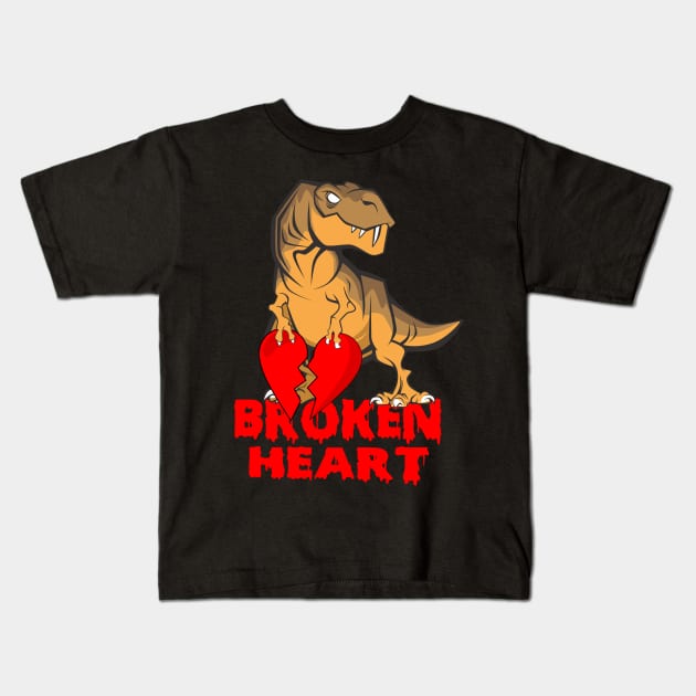 Dinosaur Broken Heart tees Kids T-Shirt by hadlamcom